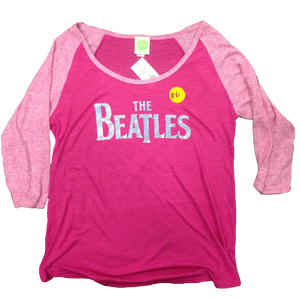 The Beatles Embellished Logo - Womens Pink Flambe Raglan T-Shirt 