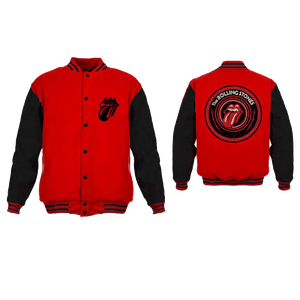 Rolling Stones Tongue Logo - Mens Red/Black Varsity Jacket