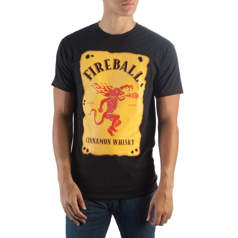 Image of Fireball Label Black T-Shirt