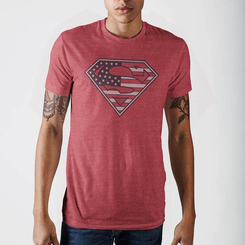 Image of Superman Red Heather Americana Logo T-Shirt