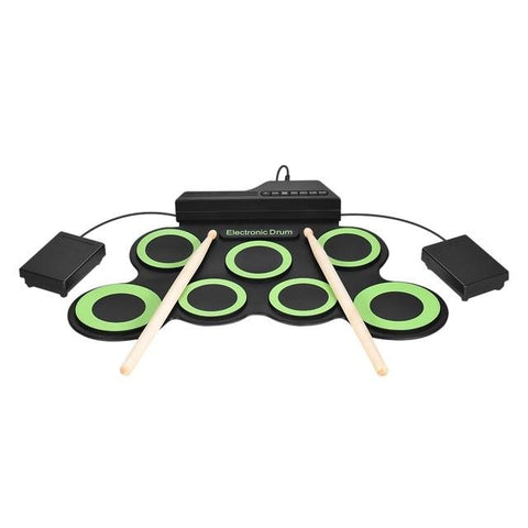 Image of Portable Electronic Drum Set with Drum Sticks and Pedal