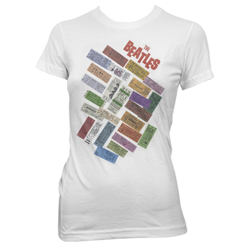 The Beatles Ticket Stack - Womens White T-Shirt