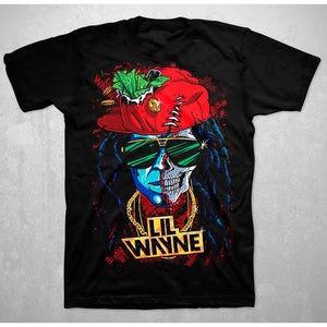 Lil Wayne Half Skull Black T-Shirt