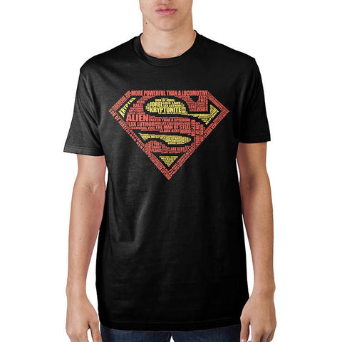 Image of Superman Text Logo Mens' Black T-Shirt