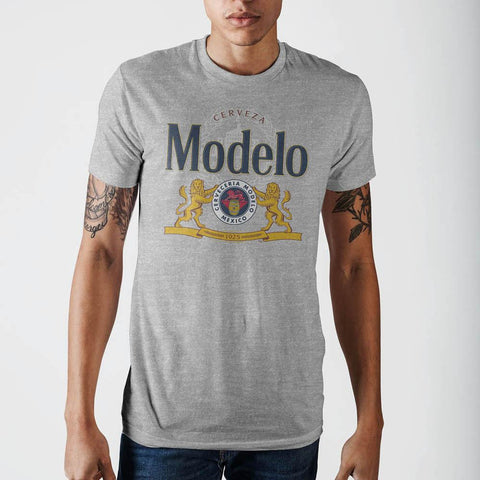 Image of Modelo Lion Grey Heather T-Shirt- Front