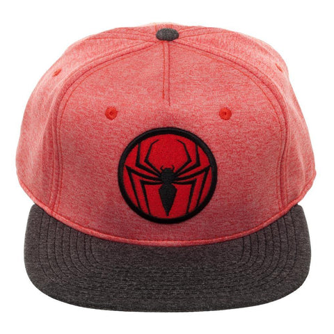 Image of Spiderman Two Tone Cationic Red and Black Snapback - front