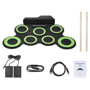 Portable Electronic Drum Set with Drum Sticks & Pedal
