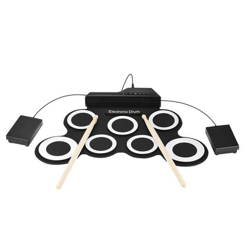 Portable Electronic Drum Set with Drum Sticks and Pedal